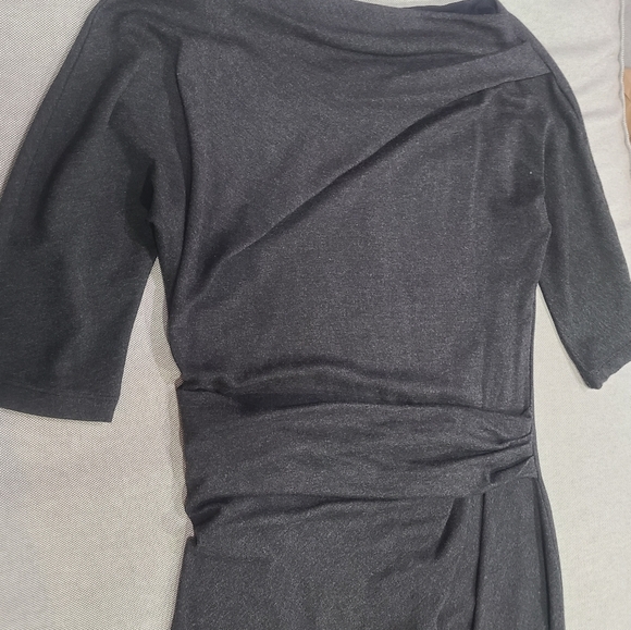MAX MARA MaxMara Grey Knit Gathered & Bodycon Bateau Neck Elbow Sleeve 42 - Picture 3 of 10